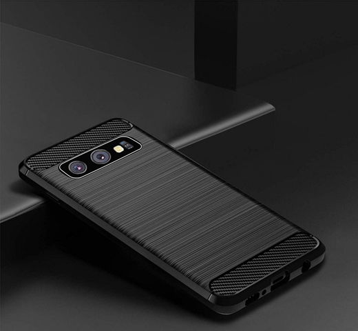 Samsung Galaxy S10E Geborsteld TPU Hoesje Zwart afbeelding 2