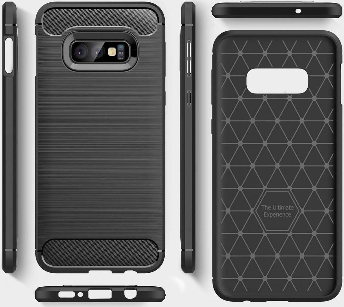 Samsung Galaxy S10E Geborsteld TPU Hoesje Zwart afbeelding 9