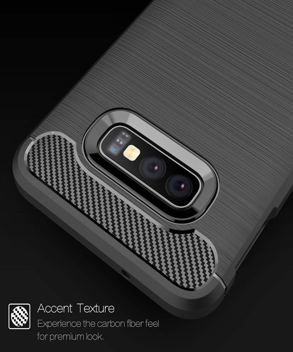 Samsung Galaxy S10E Geborsteld TPU Hoesje Zwart afbeelding 10