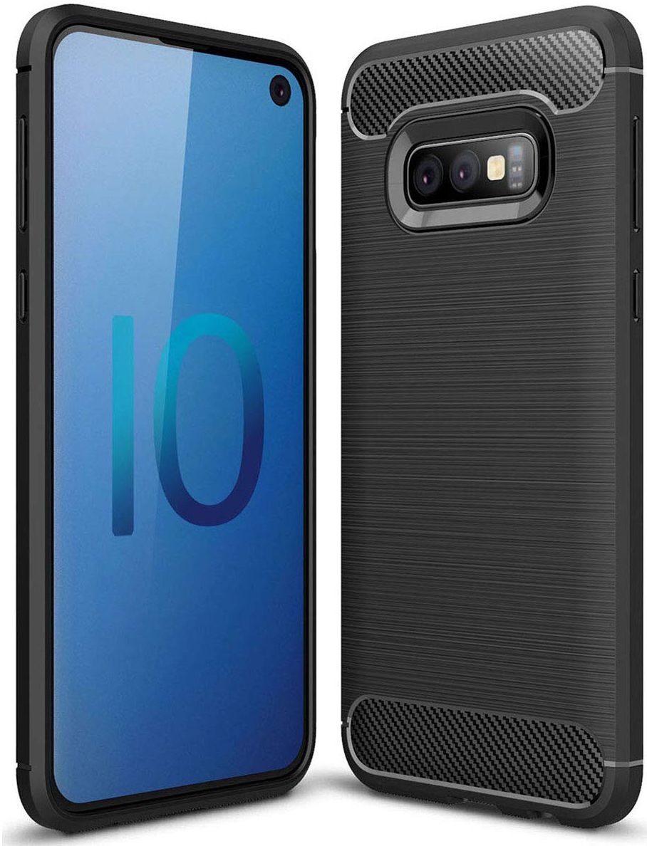 Samsung Galaxy S10E Geborsteld TPU Hoesje Zwart afbeelding 1