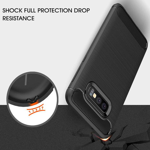 Samsung Galaxy S10E Geborsteld TPU Hoesje Zwart afbeelding 4