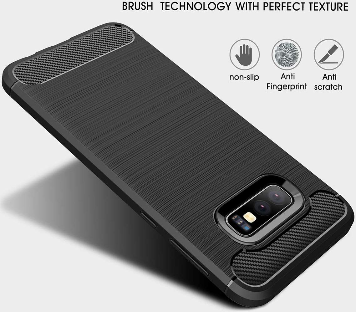 Samsung Galaxy S10E Geborsteld TPU Hoesje Zwart afbeelding 5