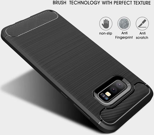 Samsung Galaxy S10E Geborsteld TPU Hoesje Zwart afbeelding 5