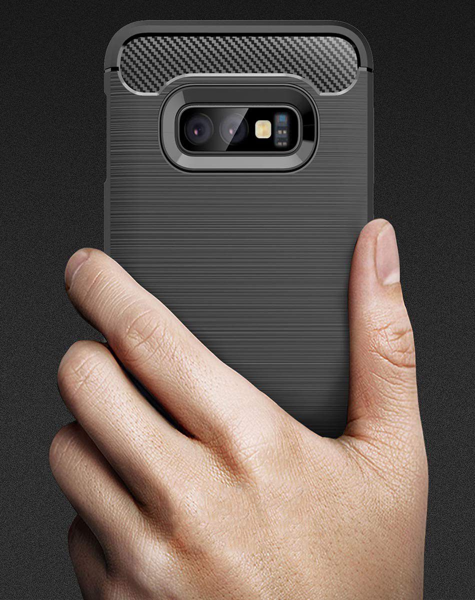 Samsung Galaxy S10E Geborsteld TPU Hoesje Zwart afbeelding 8