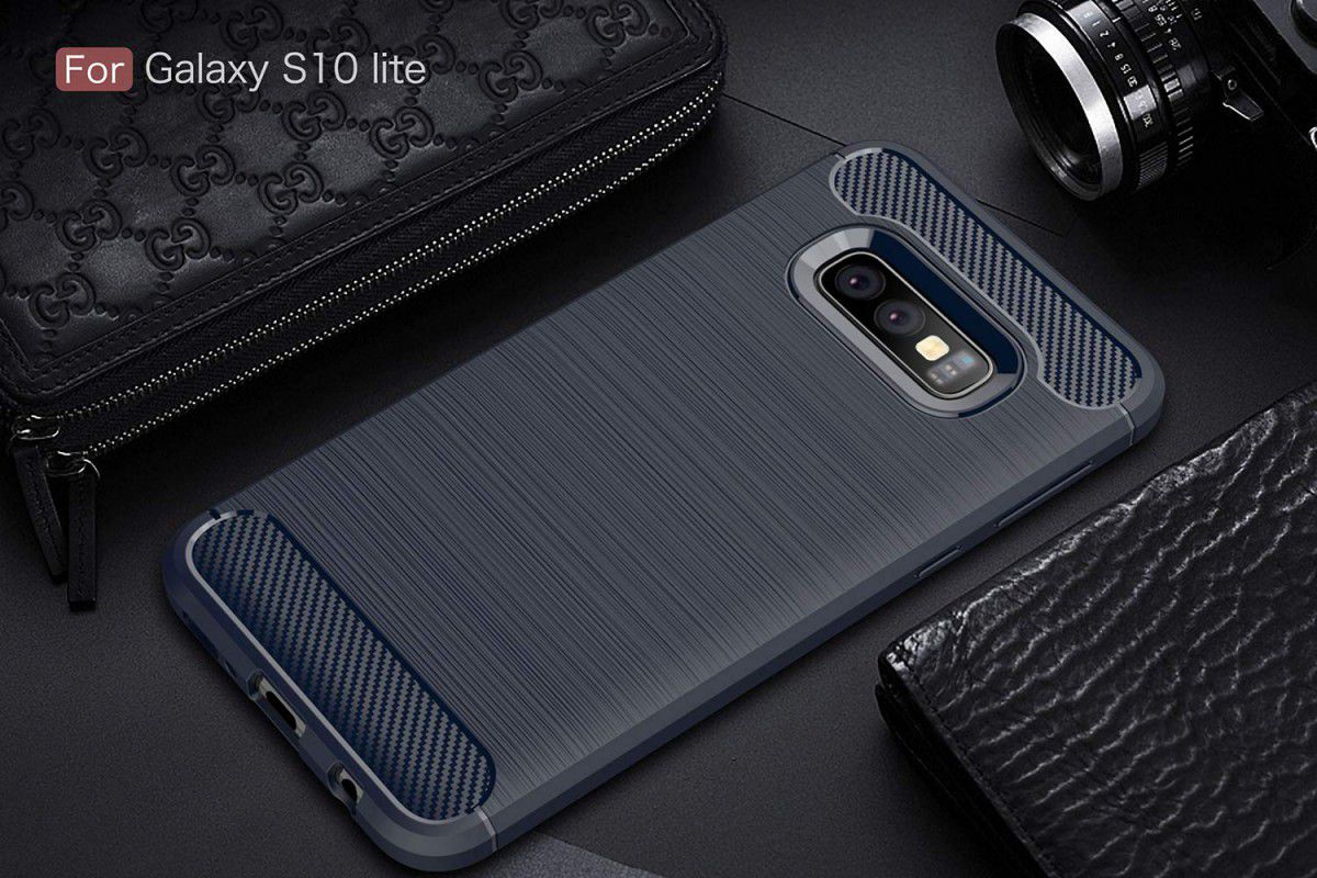 Samsung Galaxy S10E Geborsteld TPU Hoesje Blauw afbeelding 2