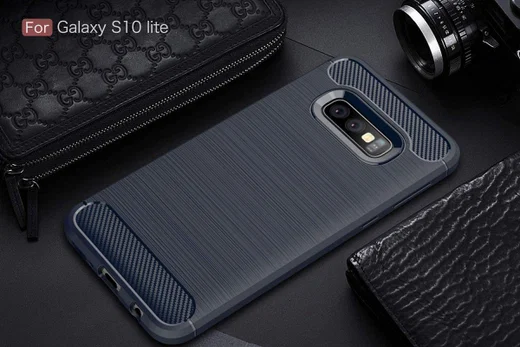 Samsung Galaxy S10E Geborsteld TPU Hoesje Blauw afbeelding 2