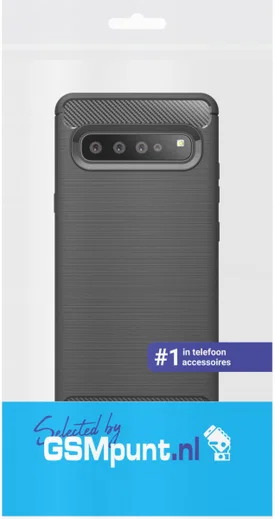 Samsung Galaxy S10 Geborsteld TPU Hoesje Zwart afbeelding 2