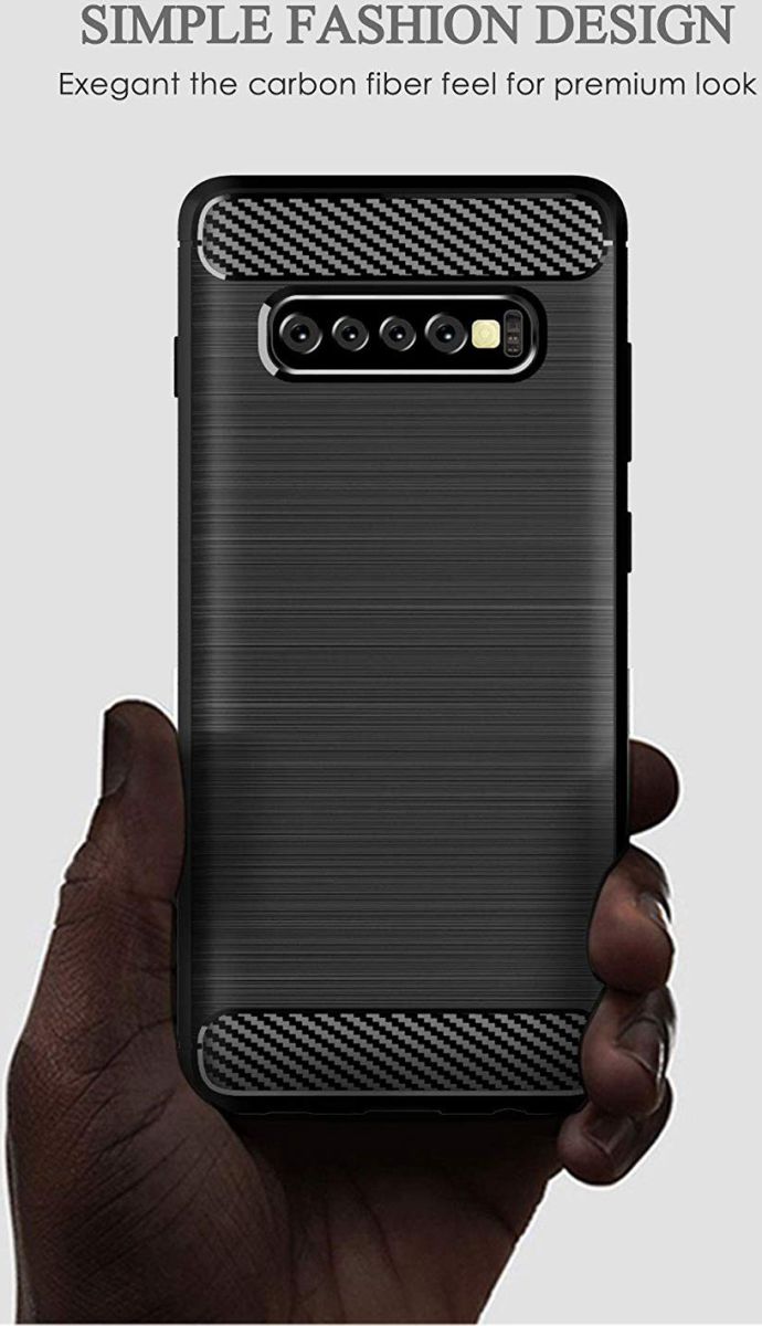 Samsung Galaxy S10 Plus Geborsteld TPU Hoesje Zwart afbeelding 4
