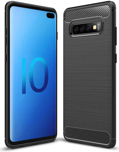 Samsung Galaxy S10 Plus Geborsteld TPU Hoesje Zwart afbeelding 1
