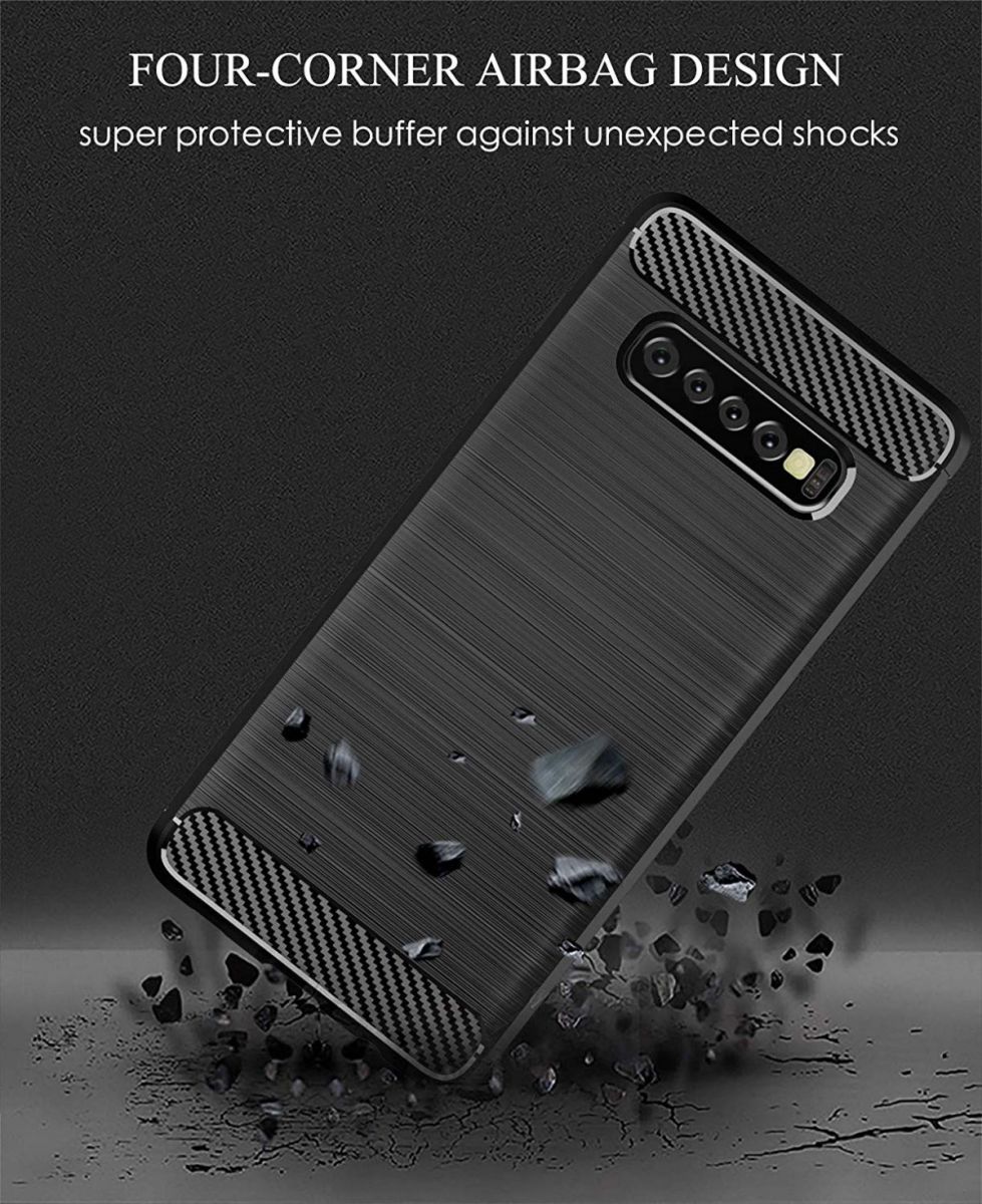 Samsung Galaxy S10 Plus Geborsteld TPU Hoesje Blauw afbeelding 2