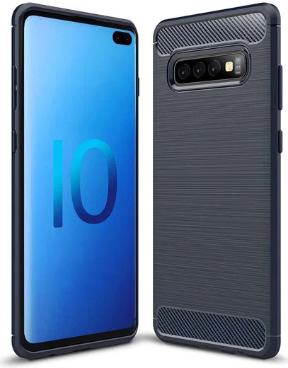 Samsung Galaxy S10 Plus Geborsteld TPU Hoesje Blauw afbeelding 1