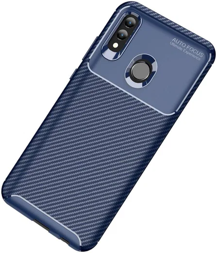 Huawei P Smart (2019) Siliconen Carbon Hoesje Blauw afbeelding 1