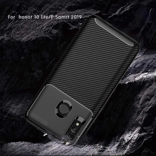 Huawei P Smart (2019) Siliconen Carbon Hoesje Blauw afbeelding 2