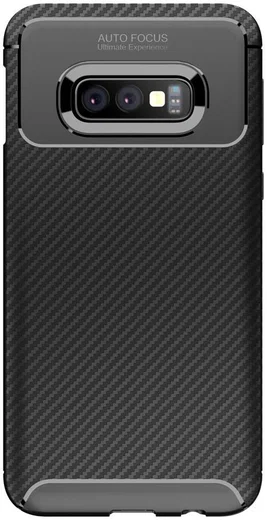 Samsung Galaxy S10E Siliconen Carbon Hoesje Zwart afbeelding 2