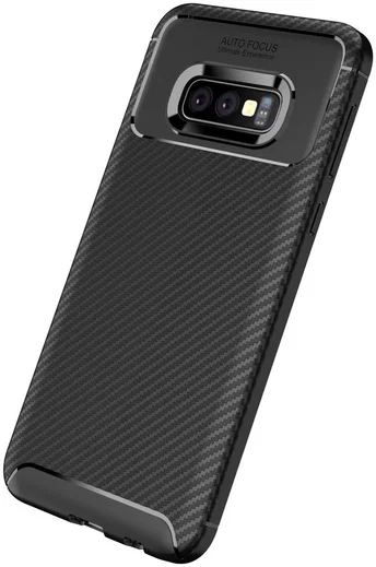 Samsung Galaxy S10E Siliconen Carbon Hoesje Zwart afbeelding 4