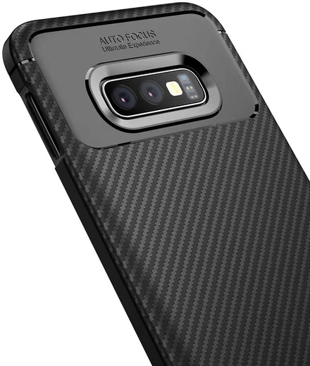 Samsung Galaxy S10E Siliconen Carbon Hoesje Zwart afbeelding 5