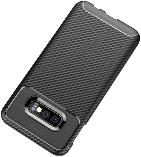 Samsung Galaxy S10E Siliconen Carbon Hoesje Zwart afbeelding 7