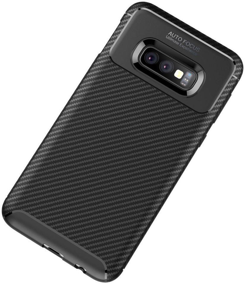 Samsung Galaxy S10E Siliconen Carbon Hoesje Zwart afbeelding 10