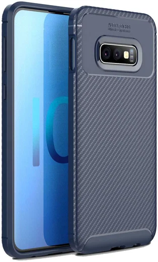 Samsung Galaxy S10E Siliconen Carbon Hoesje Blauw afbeelding 1