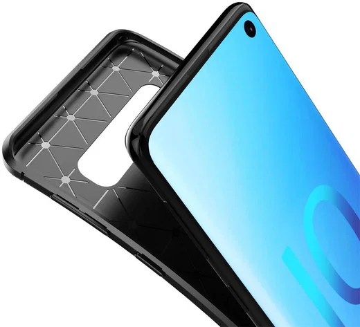 Samsung Galaxy S10 Siliconen Carbon Hoesje Blauw afbeelding 4