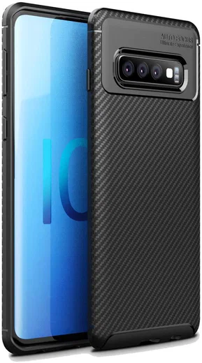 Samsung Galaxy S10 Plus Siliconen Carbon Hoesje Zwart afbeelding 1