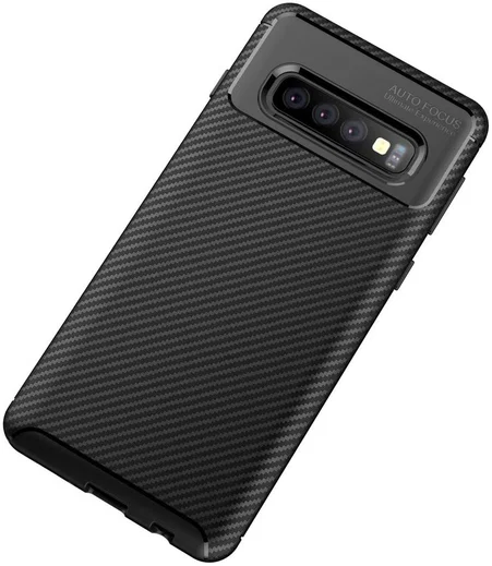 Samsung Galaxy S10 Plus Siliconen Carbon Hoesje Zwart afbeelding 12