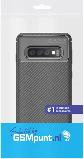 Samsung Galaxy S10 Plus Siliconen Carbon Hoesje Zwart afbeelding 4