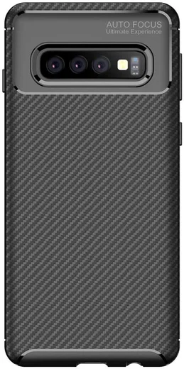 Samsung Galaxy S10 Plus Siliconen Carbon Hoesje Zwart afbeelding 2
