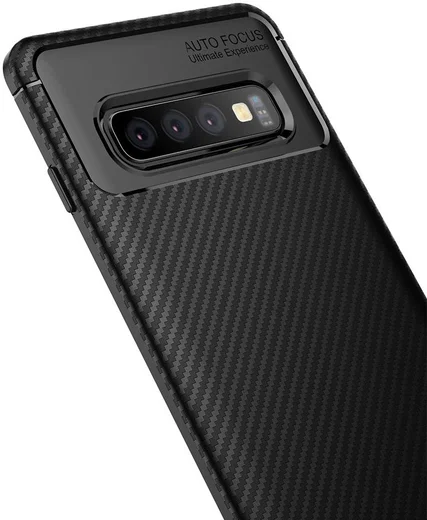 Samsung Galaxy S10 Plus Siliconen Carbon Hoesje Zwart afbeelding 8
