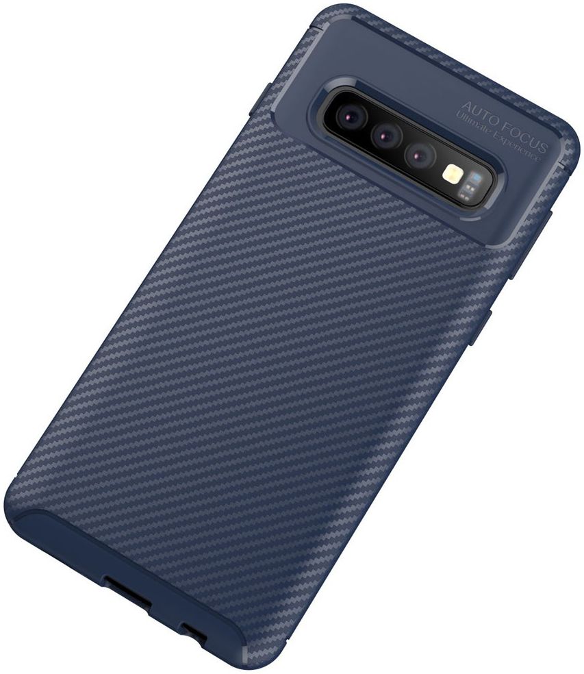 Samsung Galaxy S10 Plus Siliconen Carbon Hoesje Blauw afbeelding 2