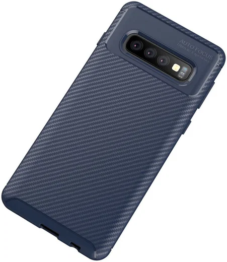 Samsung Galaxy S10 Plus Siliconen Carbon Hoesje Blauw afbeelding 2