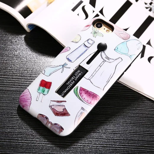 Apple iPhone 7/8 TPU+Hybride Kickstand Print Hoesje Drink & Icecream afbeelding 3
