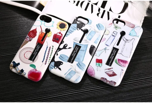 Apple iPhone 7/8 TPU+Hybride Kickstand Print Hoesje Drink & Icecream afbeelding 6