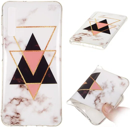 Samsung Galaxy A7 (2018) TPU Print Hoesje Driehoeken afbeelding 2