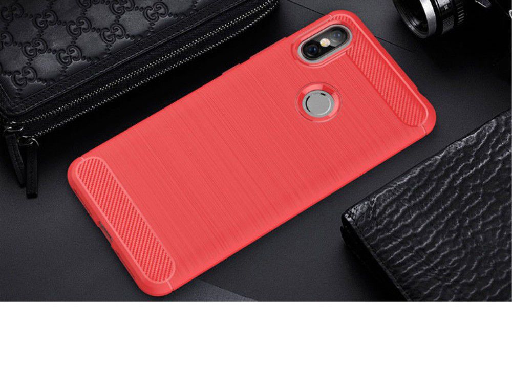 Xiaomi Redmi S2 Geborsteld TPU Hoesje Rood afbeelding 2