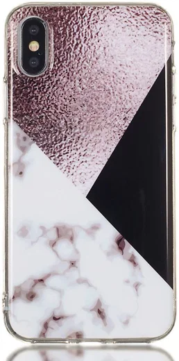 Apple iPhone XS TPU Hoesje met Marmer Opdruk Bruin afbeelding 1