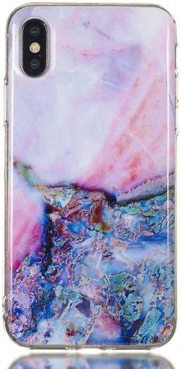 Apple iPhone XS TPU Hoesje met Marmer Opdruk Blauw afbeelding 1