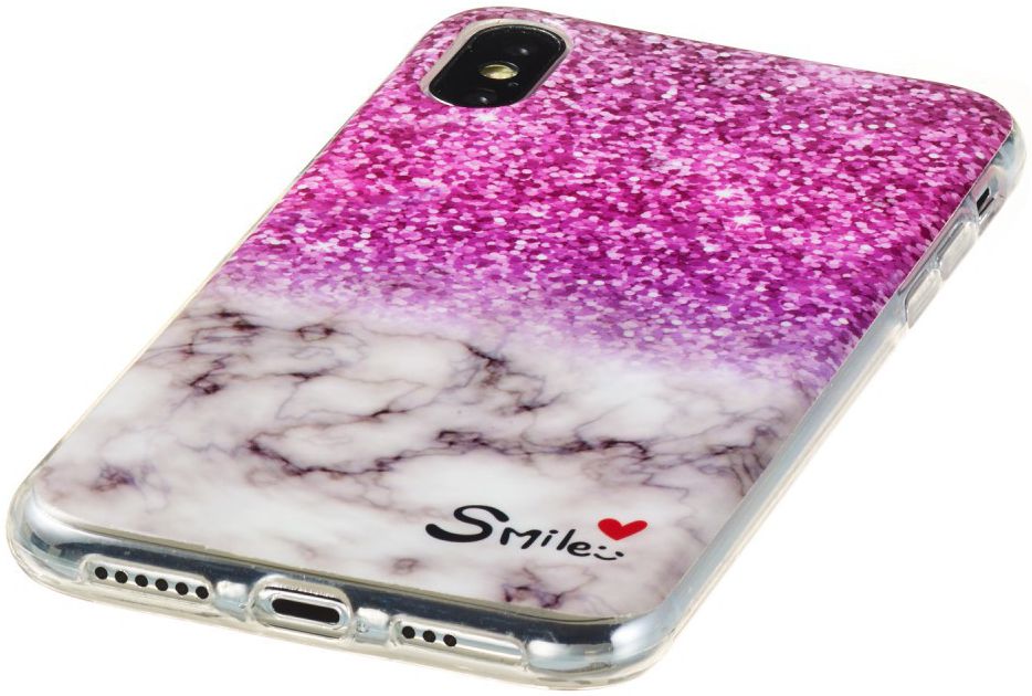 Apple iPhone XS Max TPU Hoesje met Marmer Opdruk Roze afbeelding 2