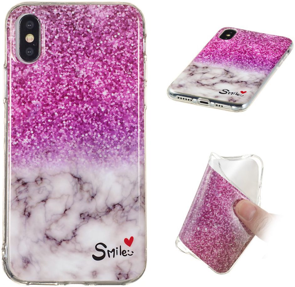 Apple iPhone XS Max TPU Hoesje met Marmer Opdruk Roze afbeelding 3