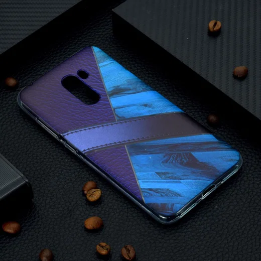 Xiaomi PocoPhone F1 TPU Backcover met Marmer en Leer Print Blauw afbeelding 5