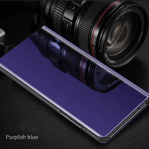 OnePlus 6T Flip Spiegel Hoesje Paars afbeelding 1