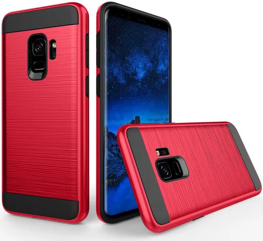 Samsung Galaxy S9 Geborsteld Hybride Hoesje Rood afbeelding 2