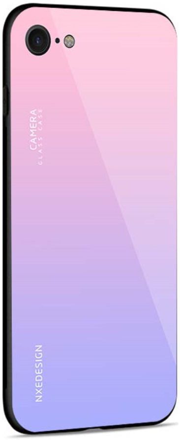 Apple iPhone 8 Tempered Glass Back Cover Paars afbeelding 4