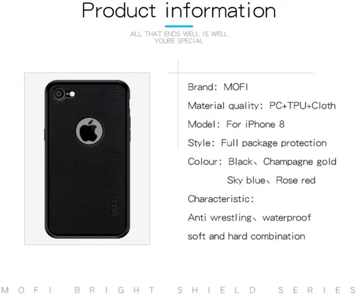 MOFI Bright Shield Stoffen Hybride Hoesje Apple iPhone 8 Rood afbeelding 5