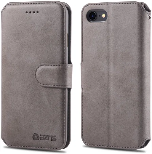 AZNS Apple iPhone SE (2020/2022) Hoesje Retro Wallet Book Case Grijs afbeelding 8