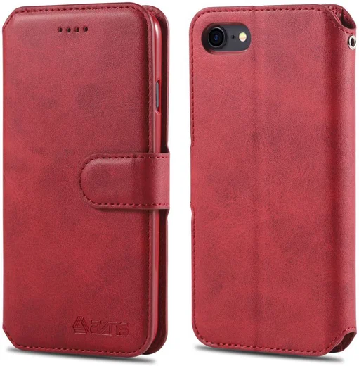AZNS Apple iPhone SE (2020/2022) Hoesje Retro Wallet Book Case Rood afbeelding 8