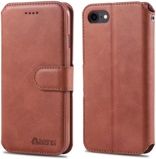 AZNS Apple iPhone SE (2020/2022) Hoesje Retro Wallet Book Case Bruin afbeelding 8