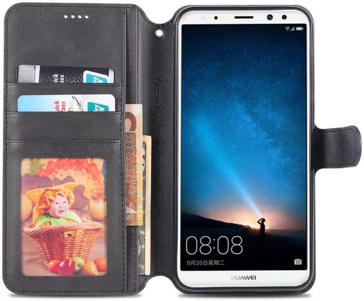 Huawei Mate 10 Lite Portemonnee Hoesje met Standaard Zwart afbeelding 3