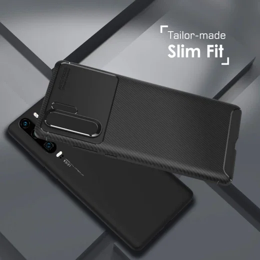 Huawei P30 Pro Siliconen Carbon Hoesje Zwart afbeelding 15