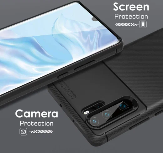Huawei P30 Pro Siliconen Carbon Hoesje Zwart afbeelding 11